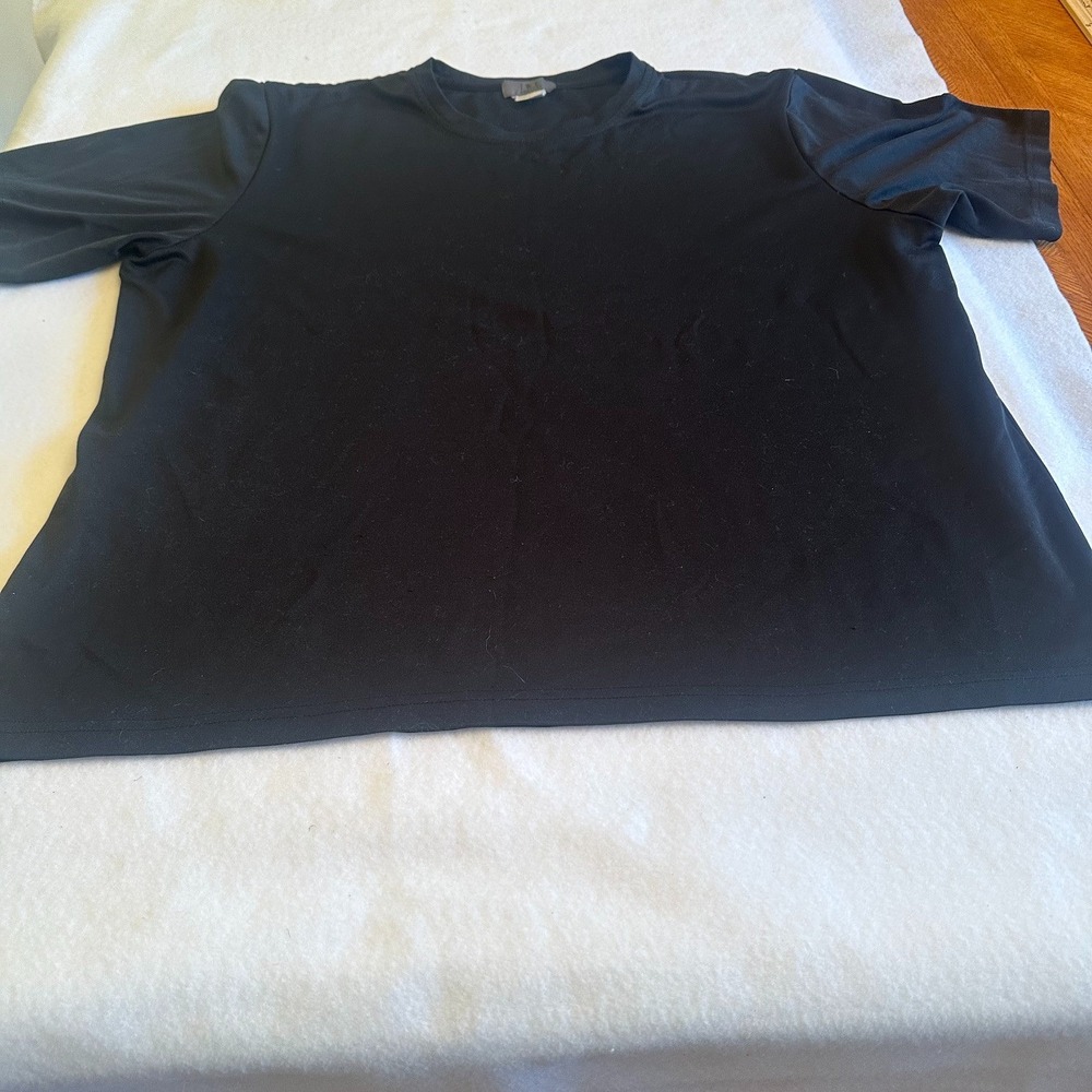 JWE Designs Women Top XL Black Short Sleeve Crew Neck Plain T Shirt Minimalist